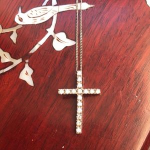 Silver Cubic Zirconia Cross Necklace